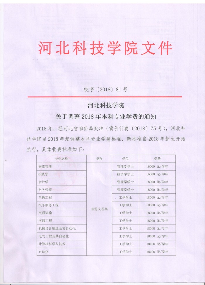 best365体育官网登录入口关于调整2018年本科专业学费的通知